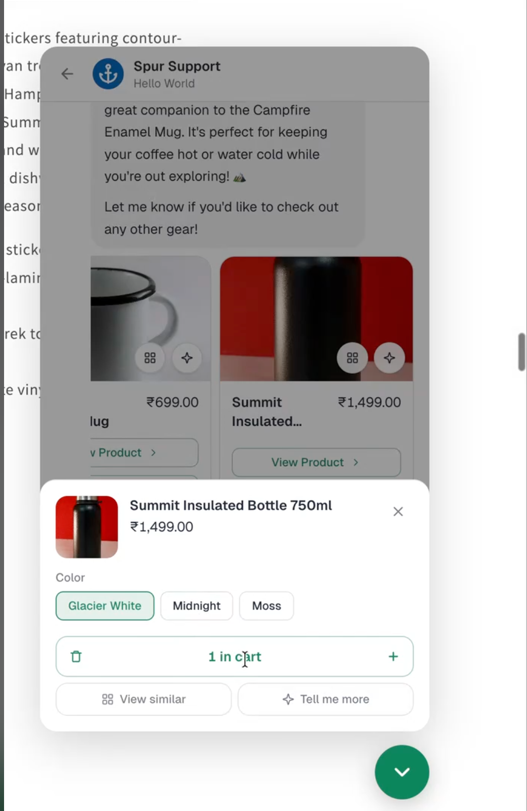 Product and cart details now appear more clearly in live chat