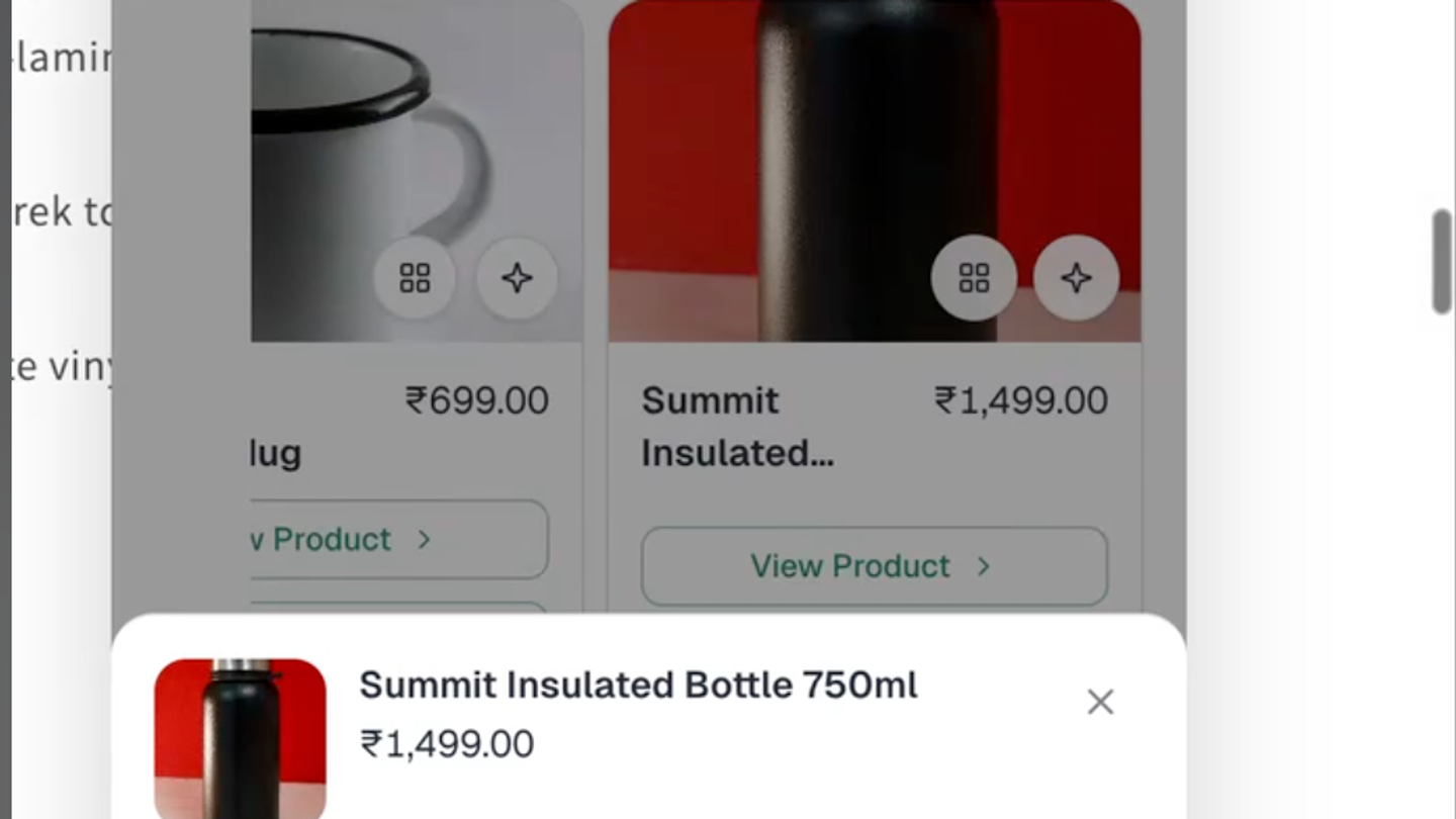 Product and cart details now appear more clearly in live chat