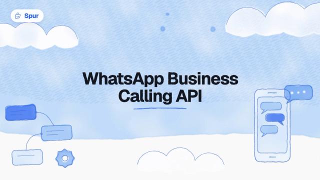Watercolour illustration of a phone with chat bubbles and a flow diagram under the title WhatsApp Business Calling API