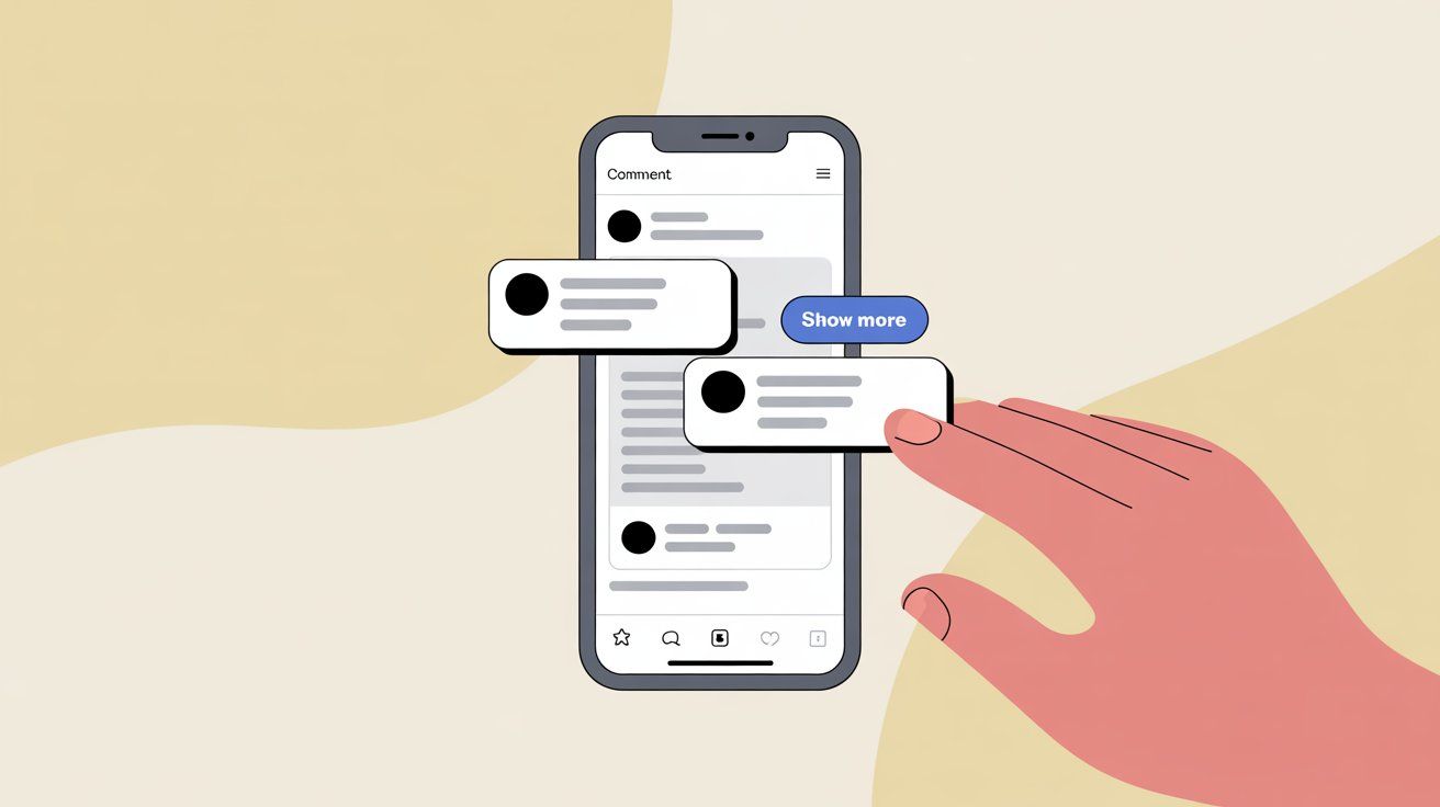 Mobile Facebook interface showing hidden comments with Show more button