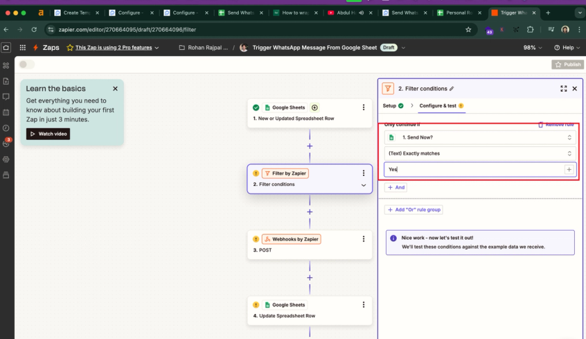 Filter out and execute only when the Value is yes, to avoid executions by mistake