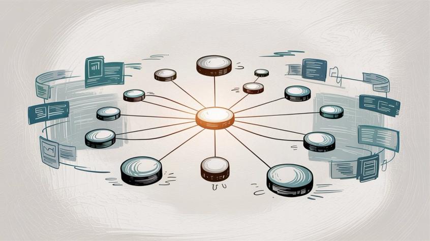 Multi-channel messaging hub showing connected communication platforms in professional network style
