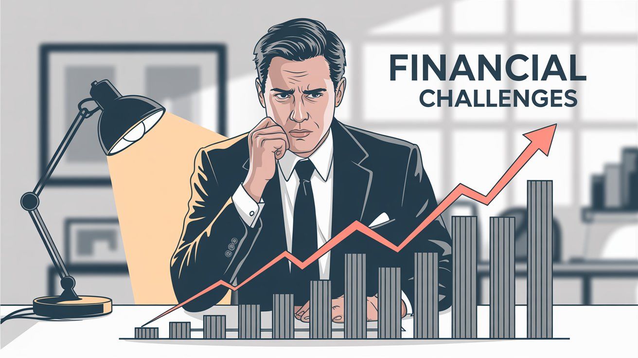 Business professional reviewing concerning financial growth charts showing rising software costs