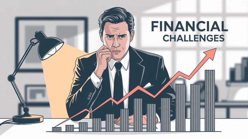 Business professional reviewing concerning financial growth charts showing rising software costs