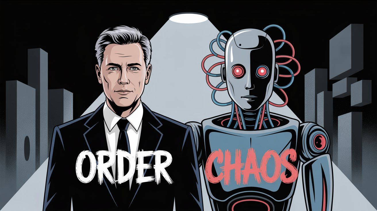 Professional versus rebellious AI personalities showing ChatGPT's orderly approach contrasted with Grok's chaotic nature