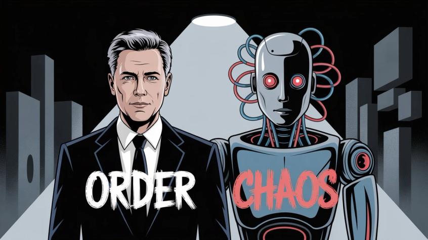 Professional versus rebellious AI personalities showing ChatGPT's orderly approach contrasted with Grok's chaotic nature