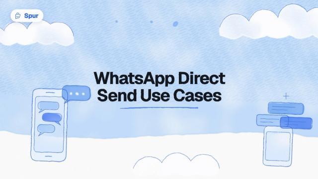 Watercolour illustration of a phone and message cards under the title WhatsApp Direct Send Use Cases