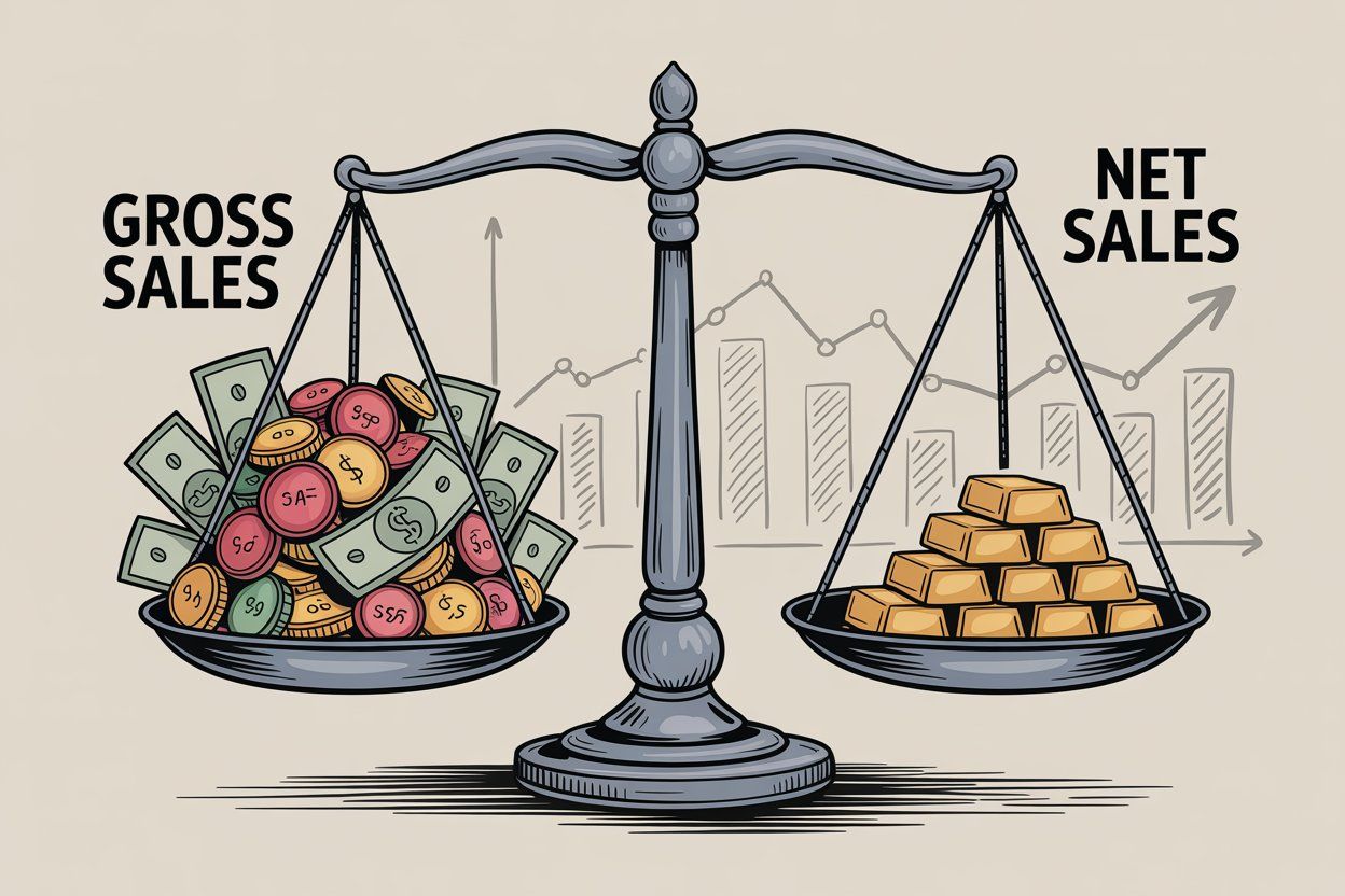 Gross vs net revenue comparison diagram