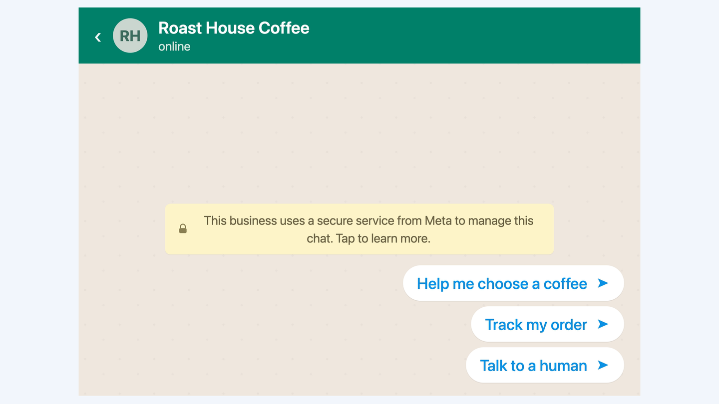 Shortcuts your customers can tap when they open a chat with you