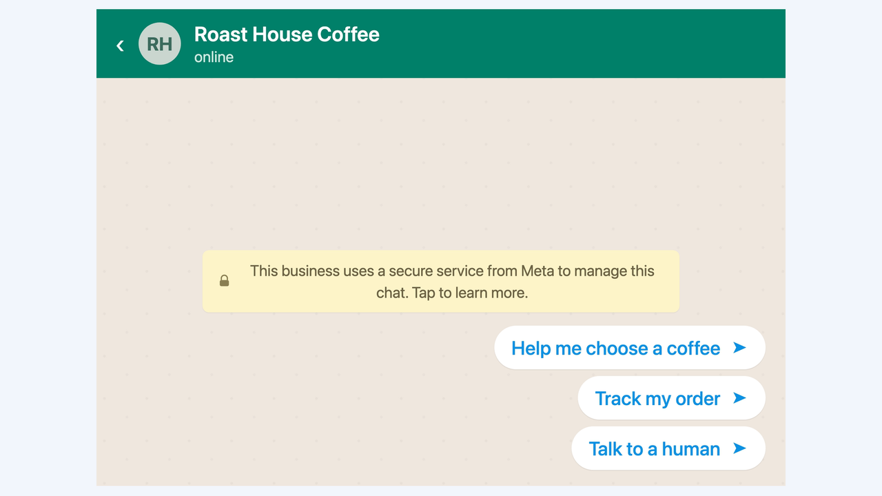 Shortcuts your customers can tap when they open a chat with you