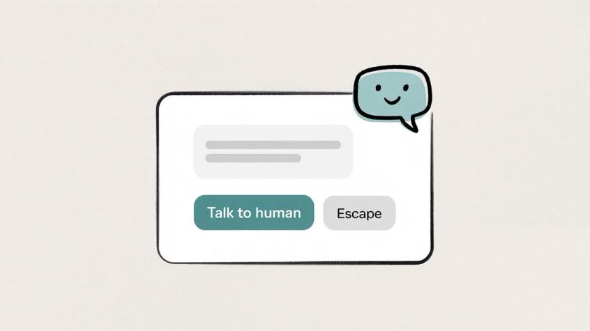 Chat interface showing clear "Talk to Human" button providing easy escape option for customers