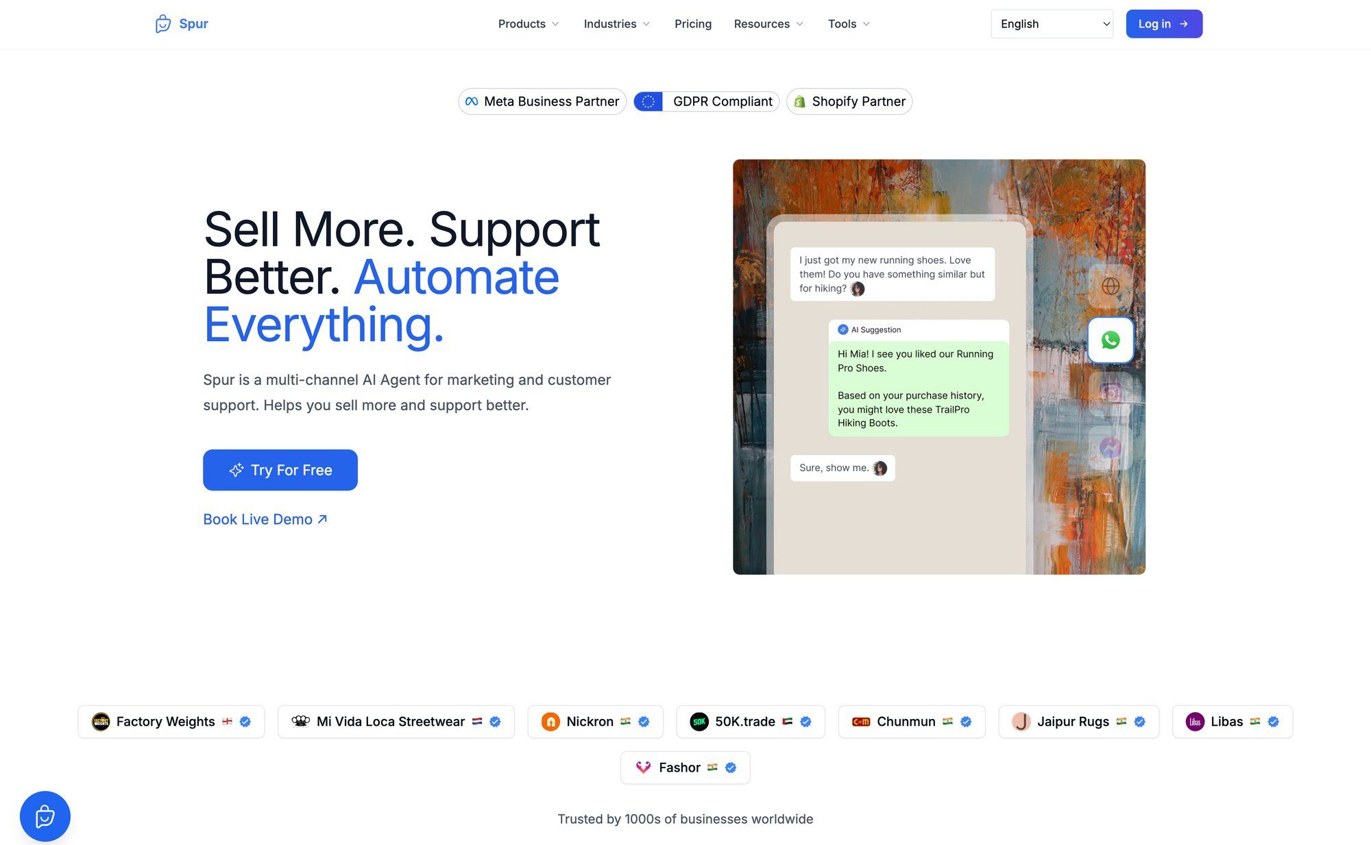 Spur's website interface
