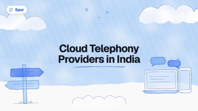 Watercolour illustration of signposts and a laptop with chat bubbles under the title Cloud Telephony Providers in India