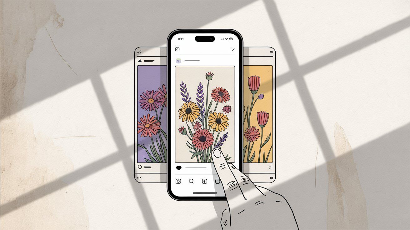 Instagram mobile interface demonstrating carousel post swipe functionality
