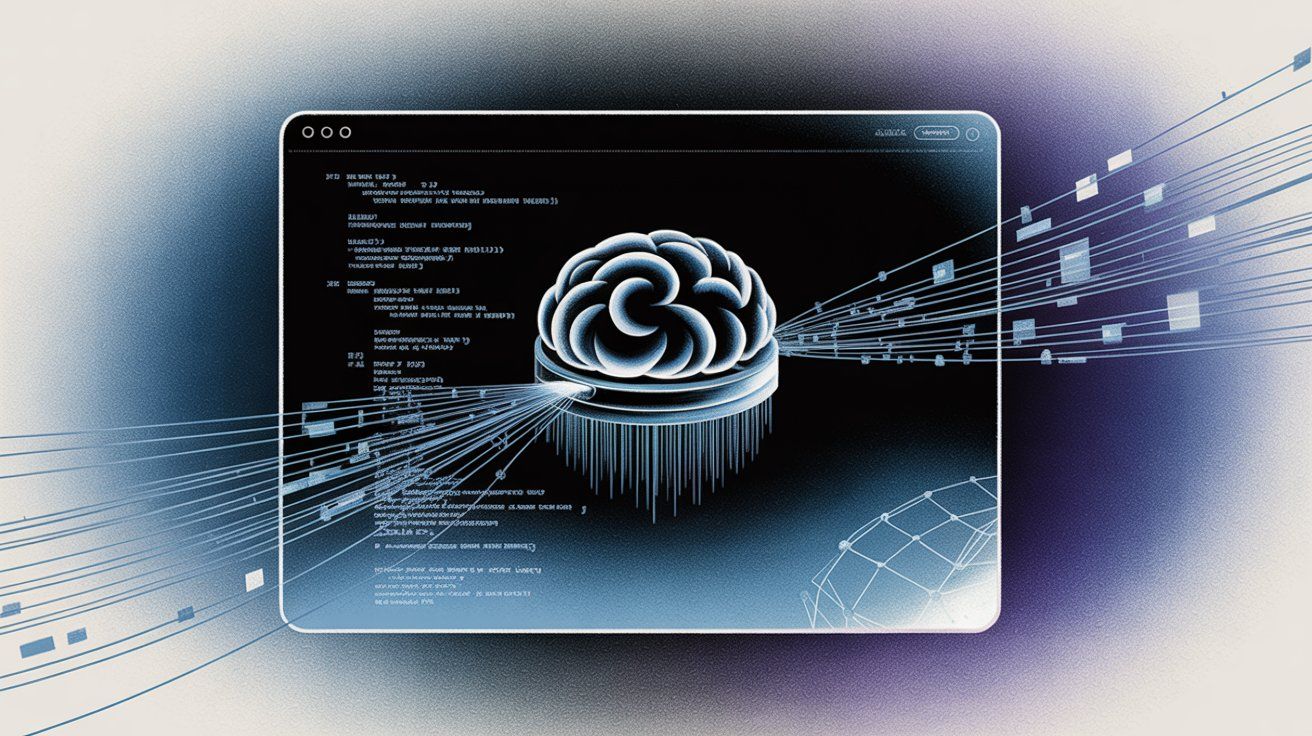 Illustration depicting AI seamlessly integrated into familiar software interfaces like email, documents, and productivity tools