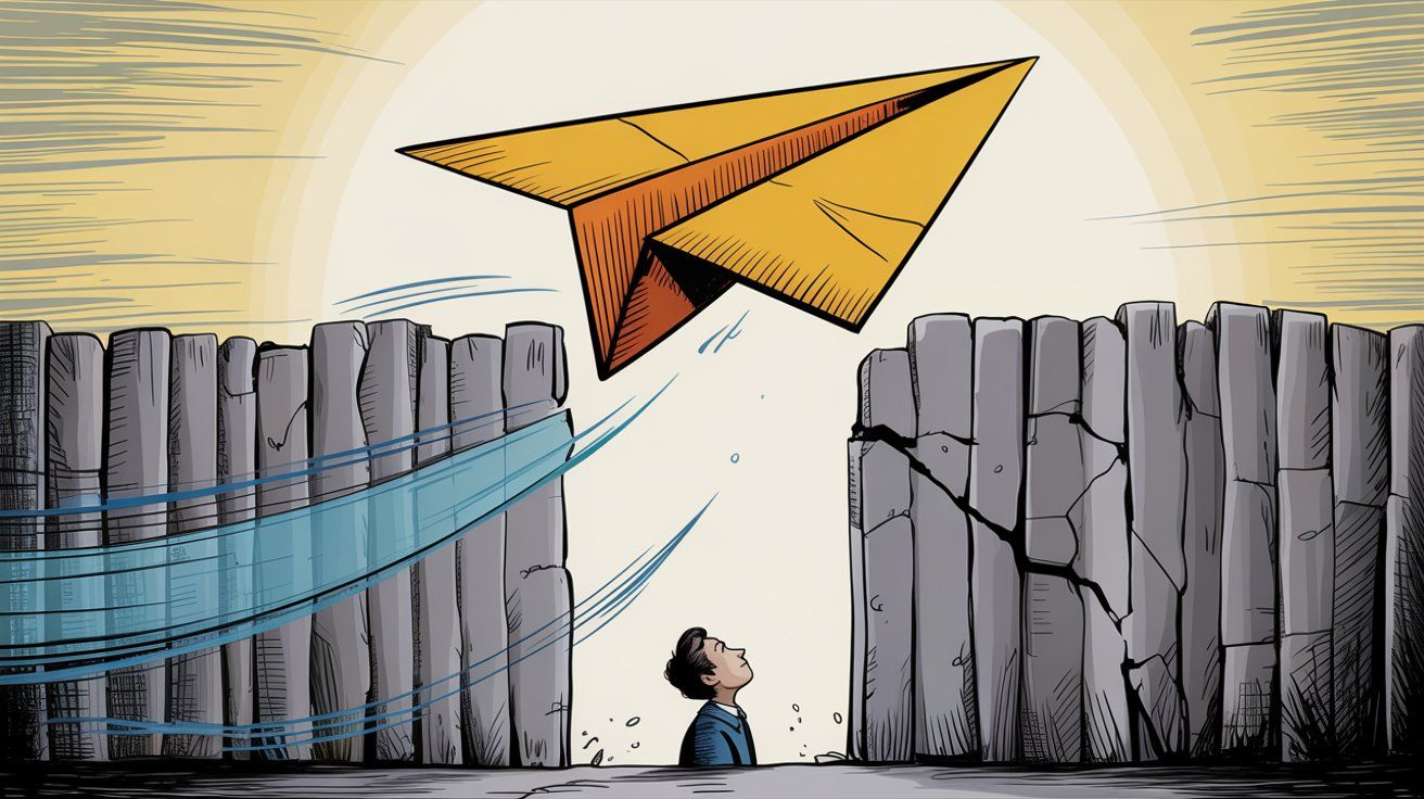 Information gap concept showing knowledge cutoff barrier limitation