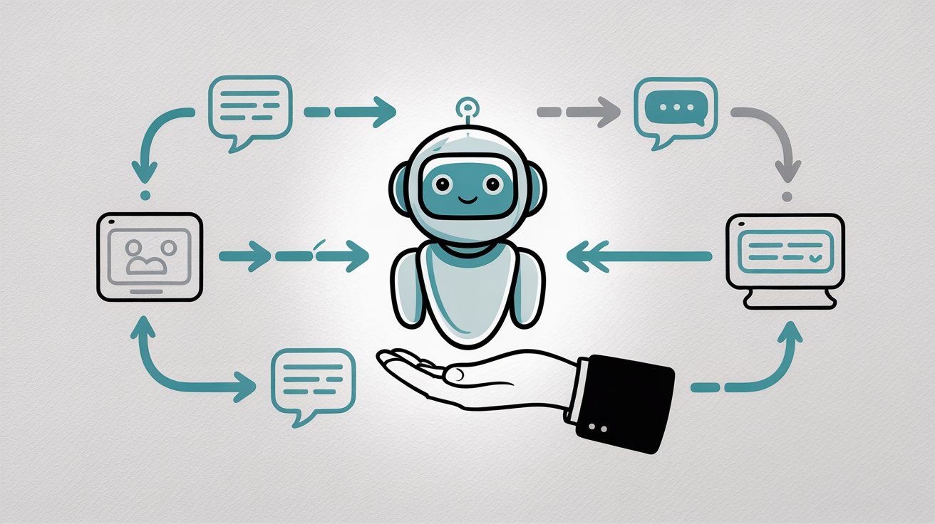 Chatbot to human handoff system architecture showing workflow from trigger to agent resolution