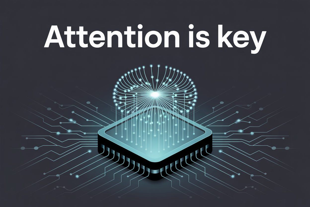 Transformer neural network architecture showing attention mechanism for AI language processing