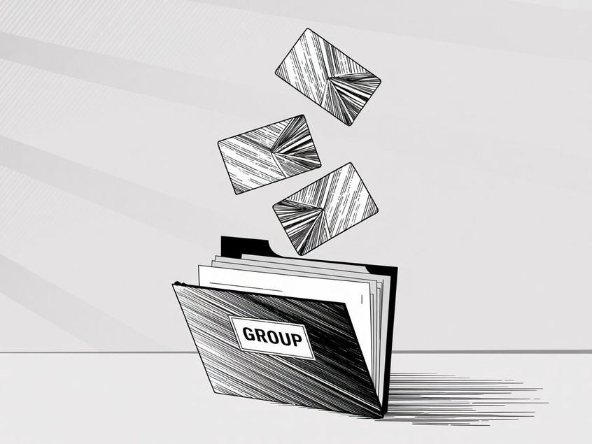 Contact cards being added and removed from a group folder illustrating list management