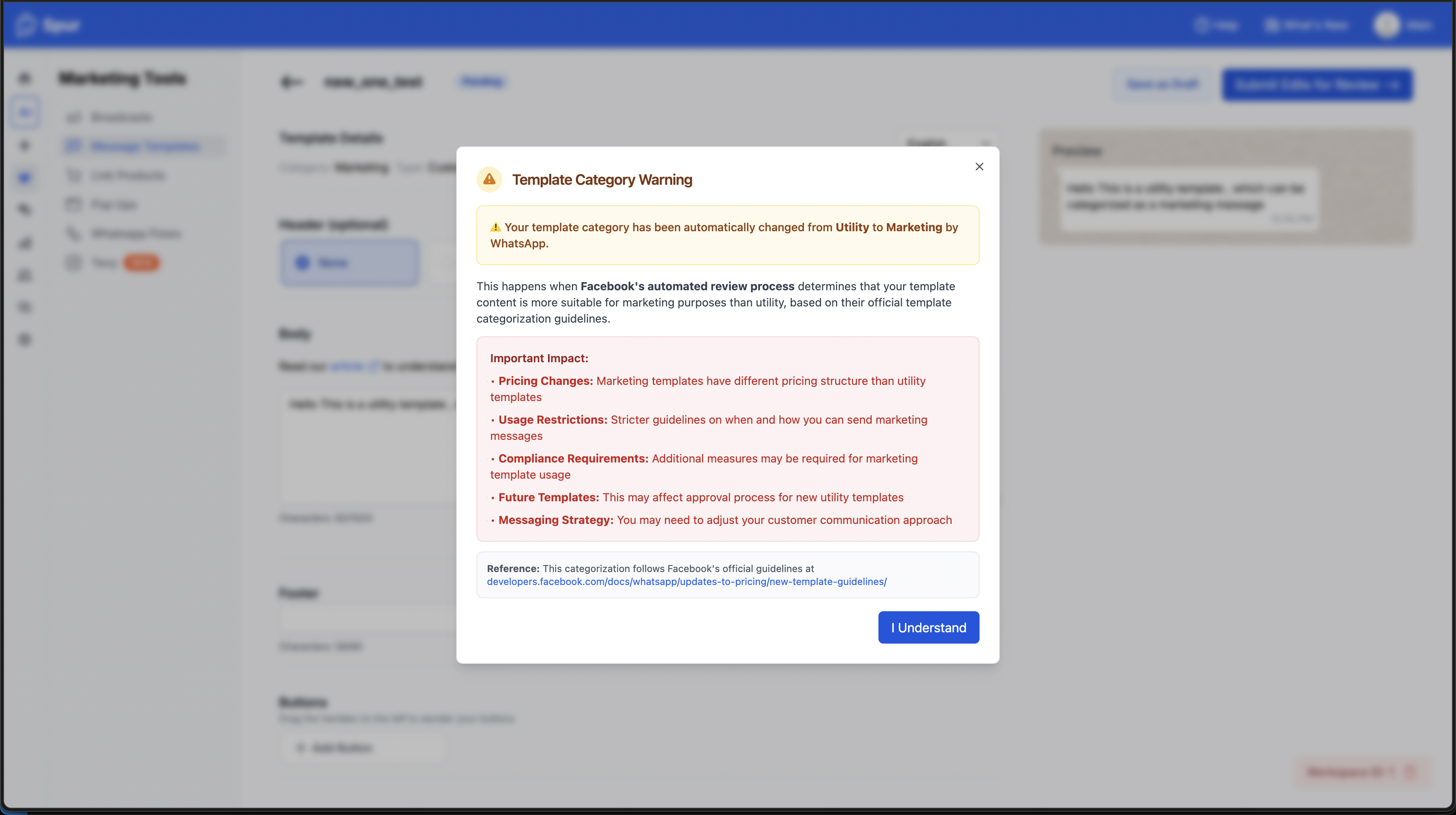 When you submit a utility template that immediately gets reclassified