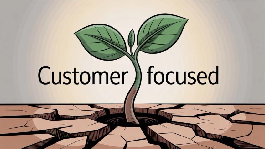 Customer-focused business characteristics showing growth and transformation through dedicated customer service