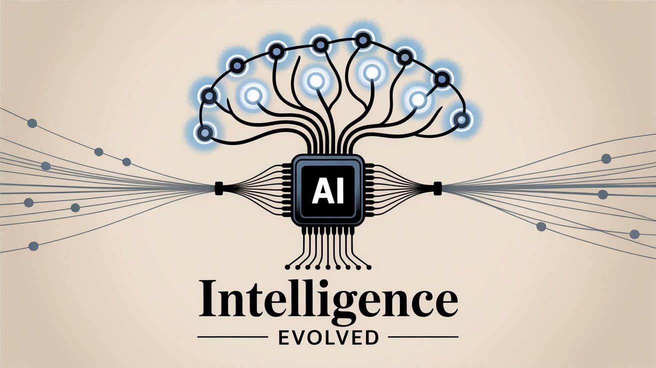 AI technology evolution and advancement concept with neural network connections