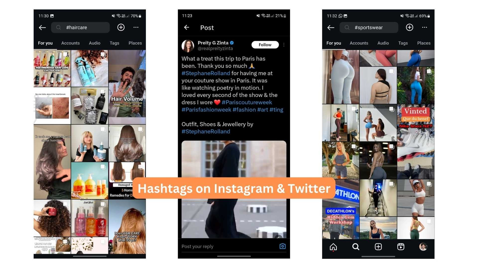 Use of Hashtags on Instagram & Twitter to increase their target audience