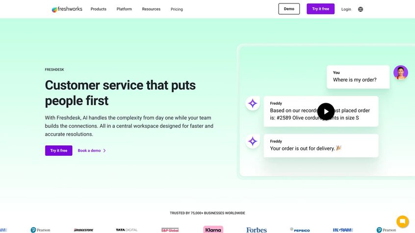 Freshdesk budget-friendly omnichannel customer support platform homepage by Freshworks