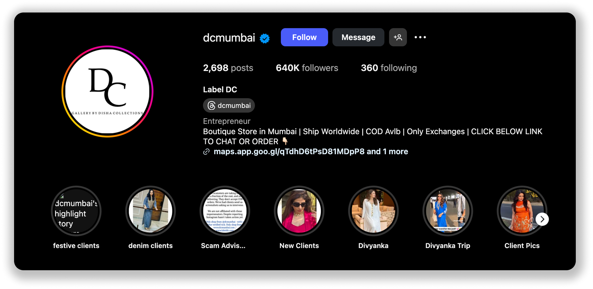 Label DC's Instagram page