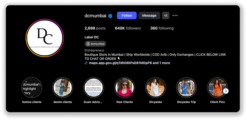 Label DC's Instagram page