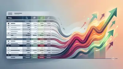 Illustration showing a financial spreadsheet on the left gradually dissolving and transforming into an upward-trending growth chart on the right, representing the connection between P&L data and marketing outcomes.