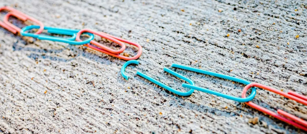 A broken string of paperclips
