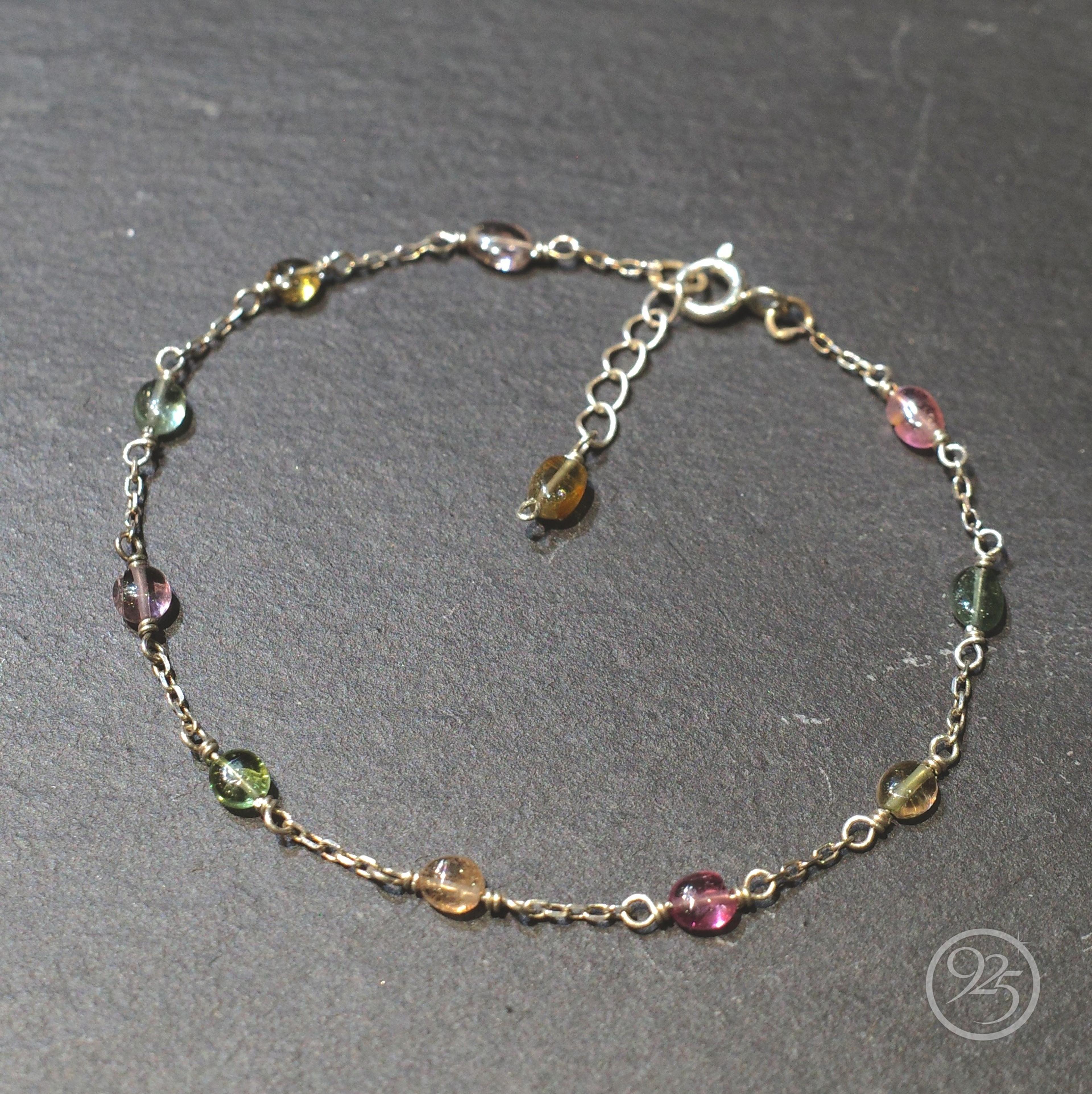 Multicolor Tourmaline Chain Bracelet 067