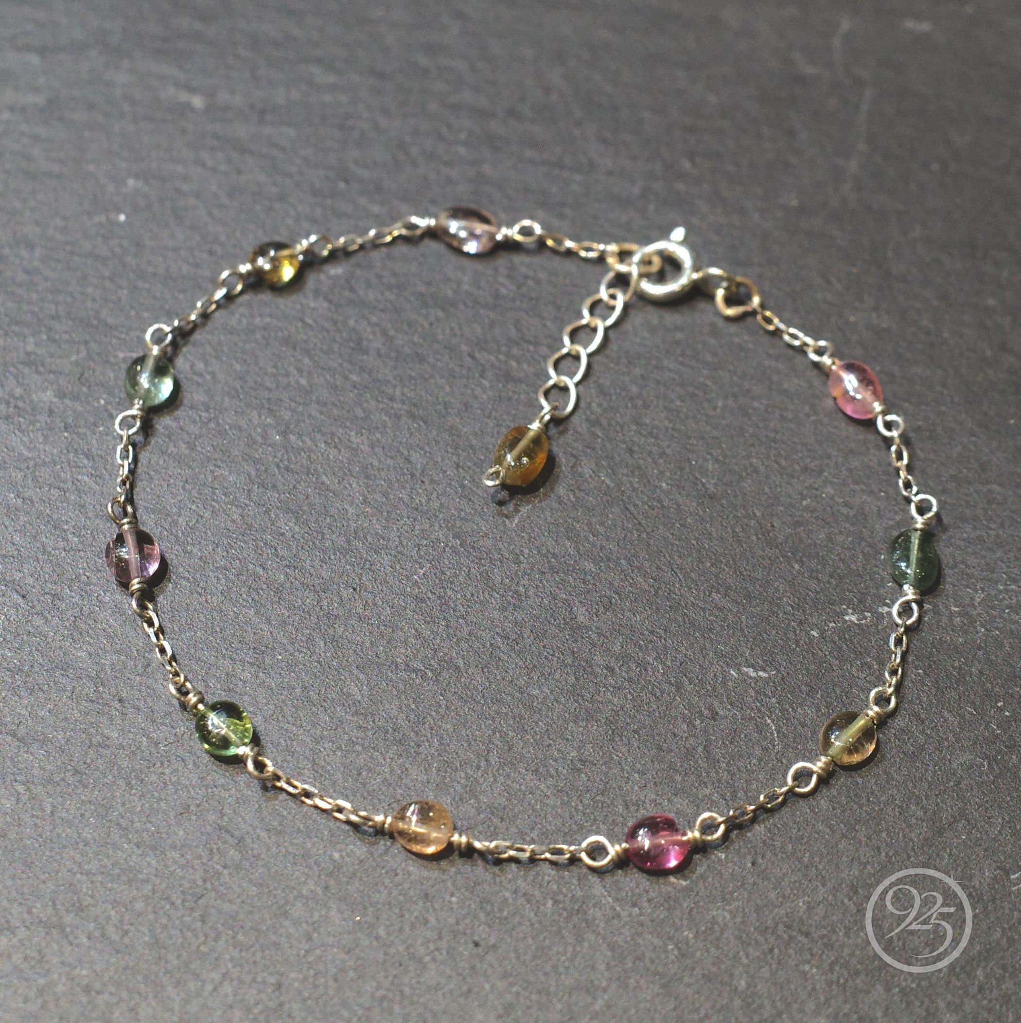 Multicolor Tourmaline Chain Bracelet 067