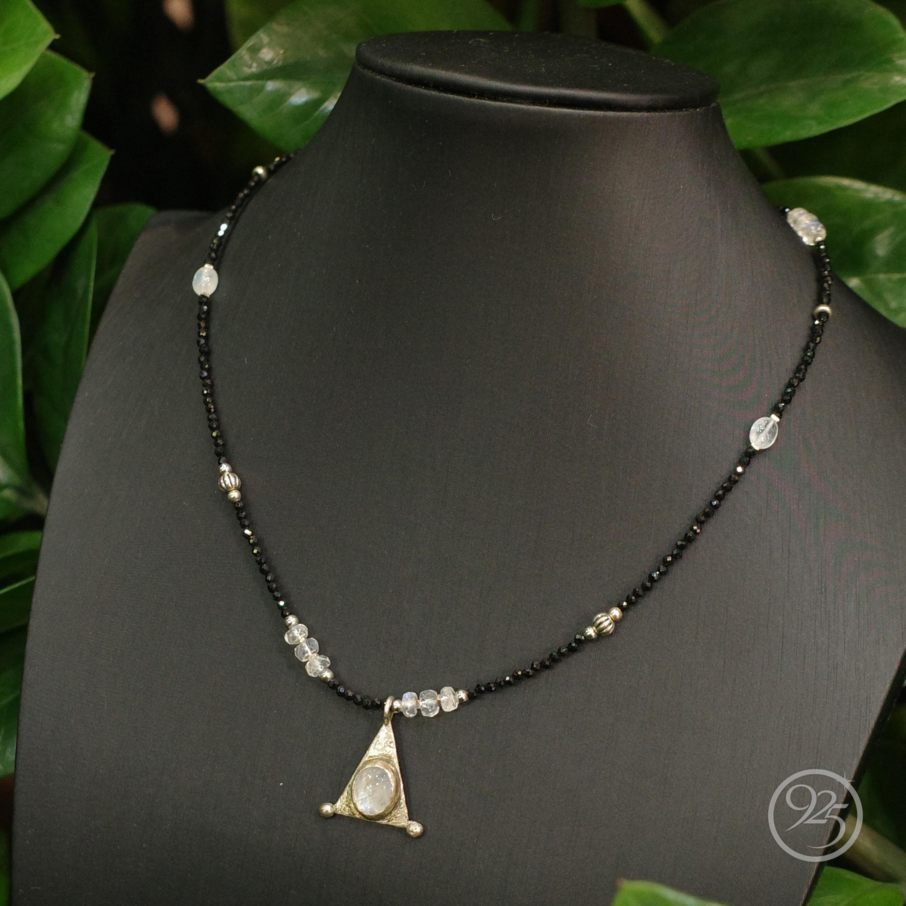 Midnight Pearl Triangle Necklace