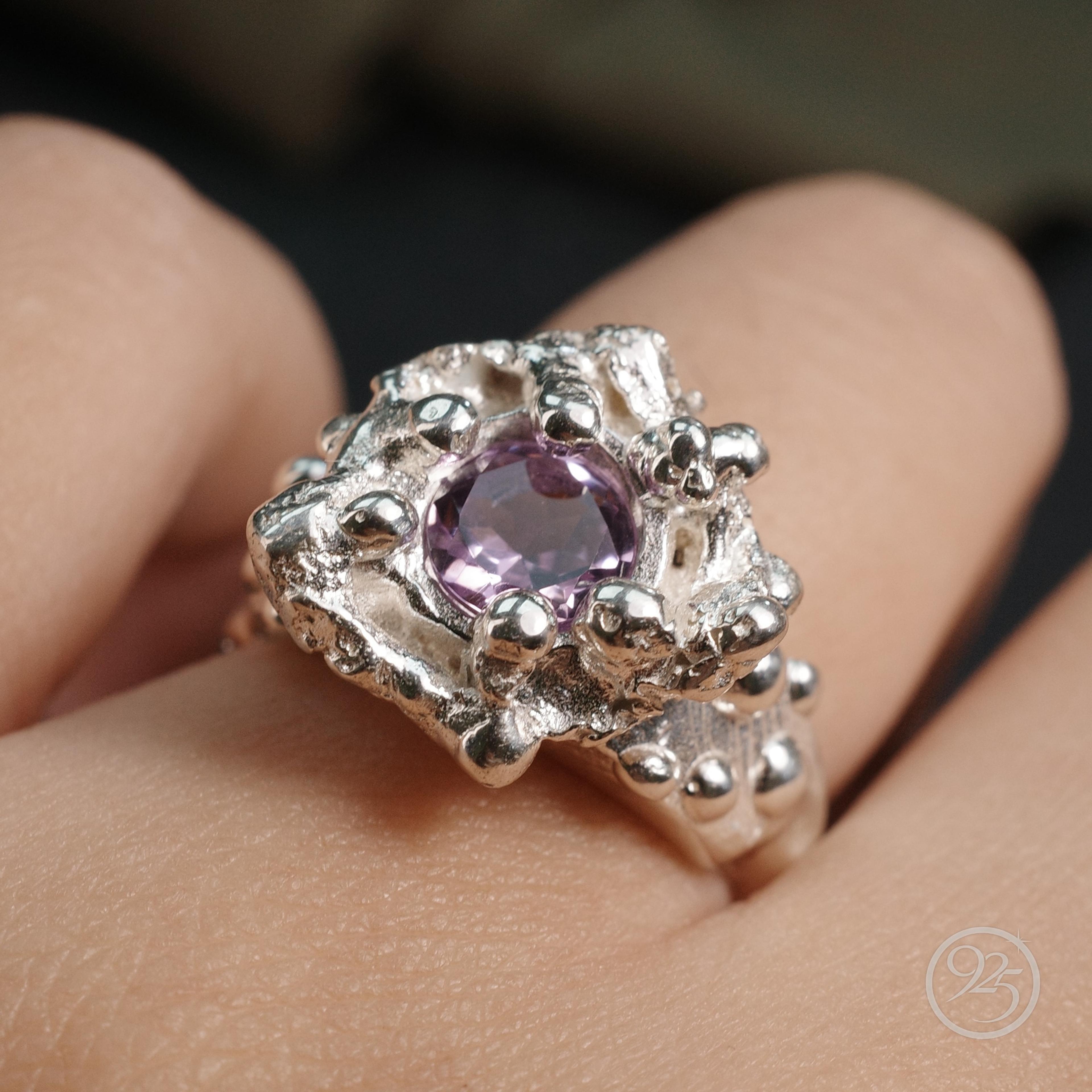  Nhẫn bạc vương miện chảy Amethyst thumbnail 2
