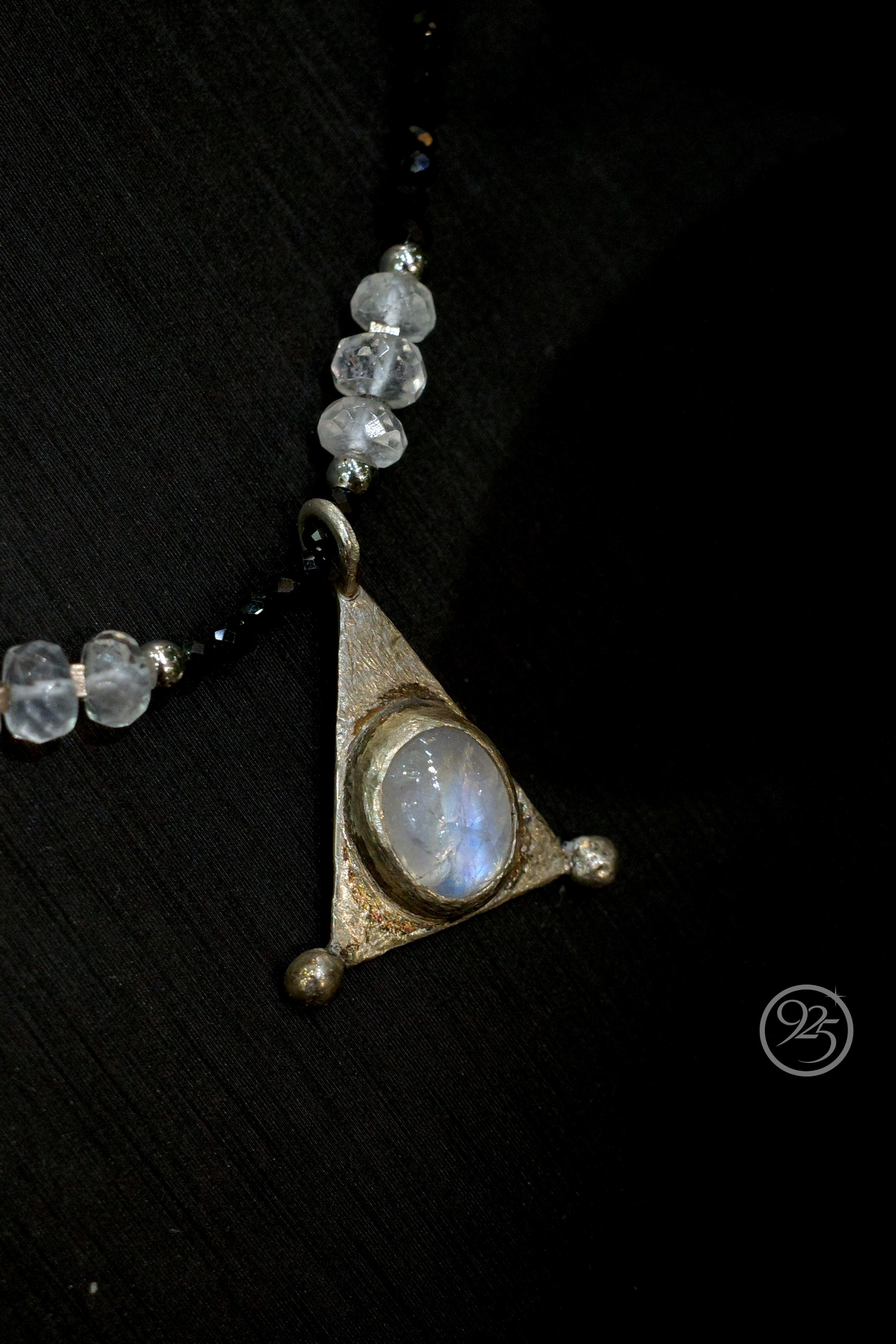 Midnight Pearl Triangle Necklace thumbnail 3