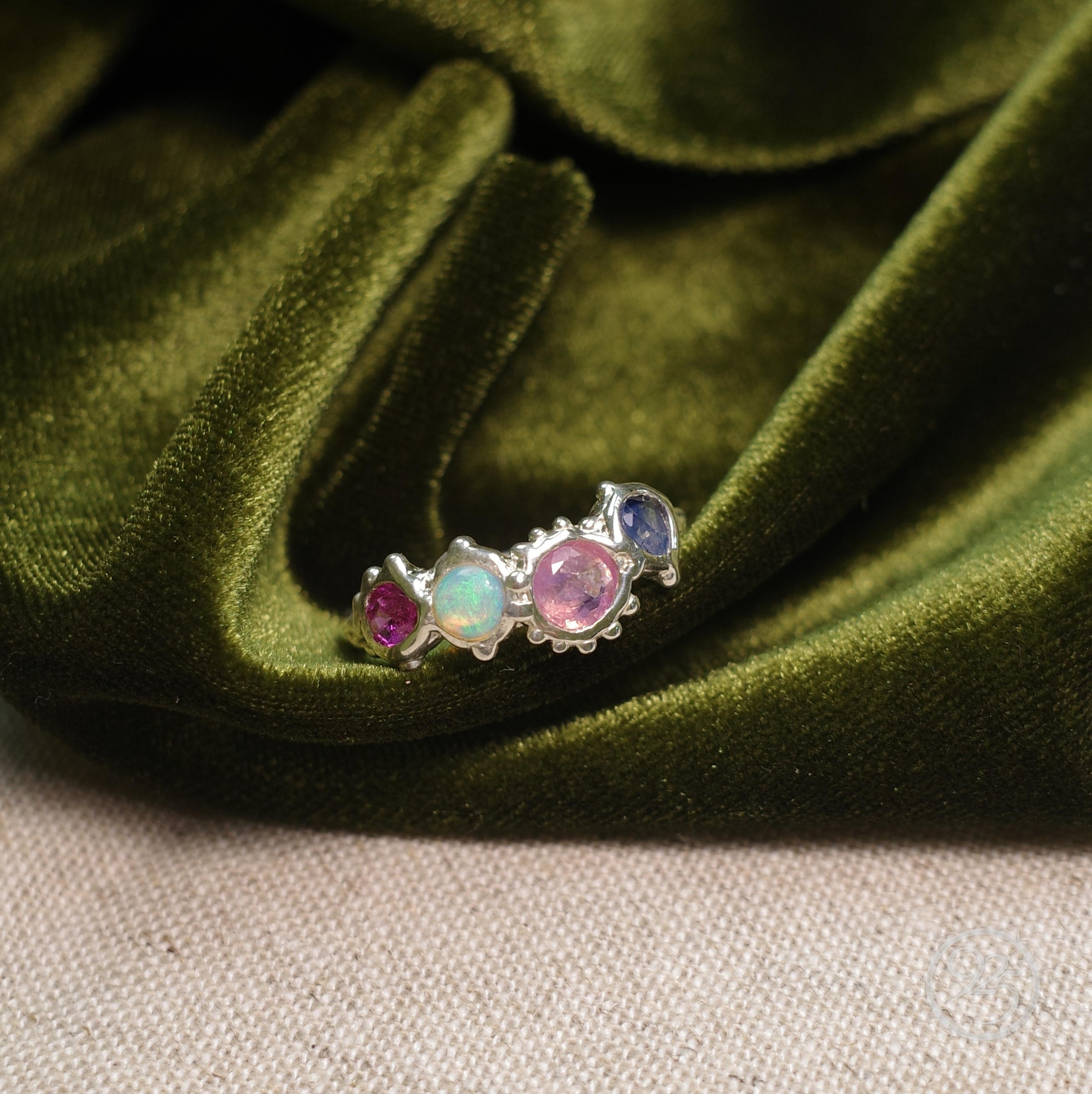 Opal & Sapphire Celestial Cluster Ring