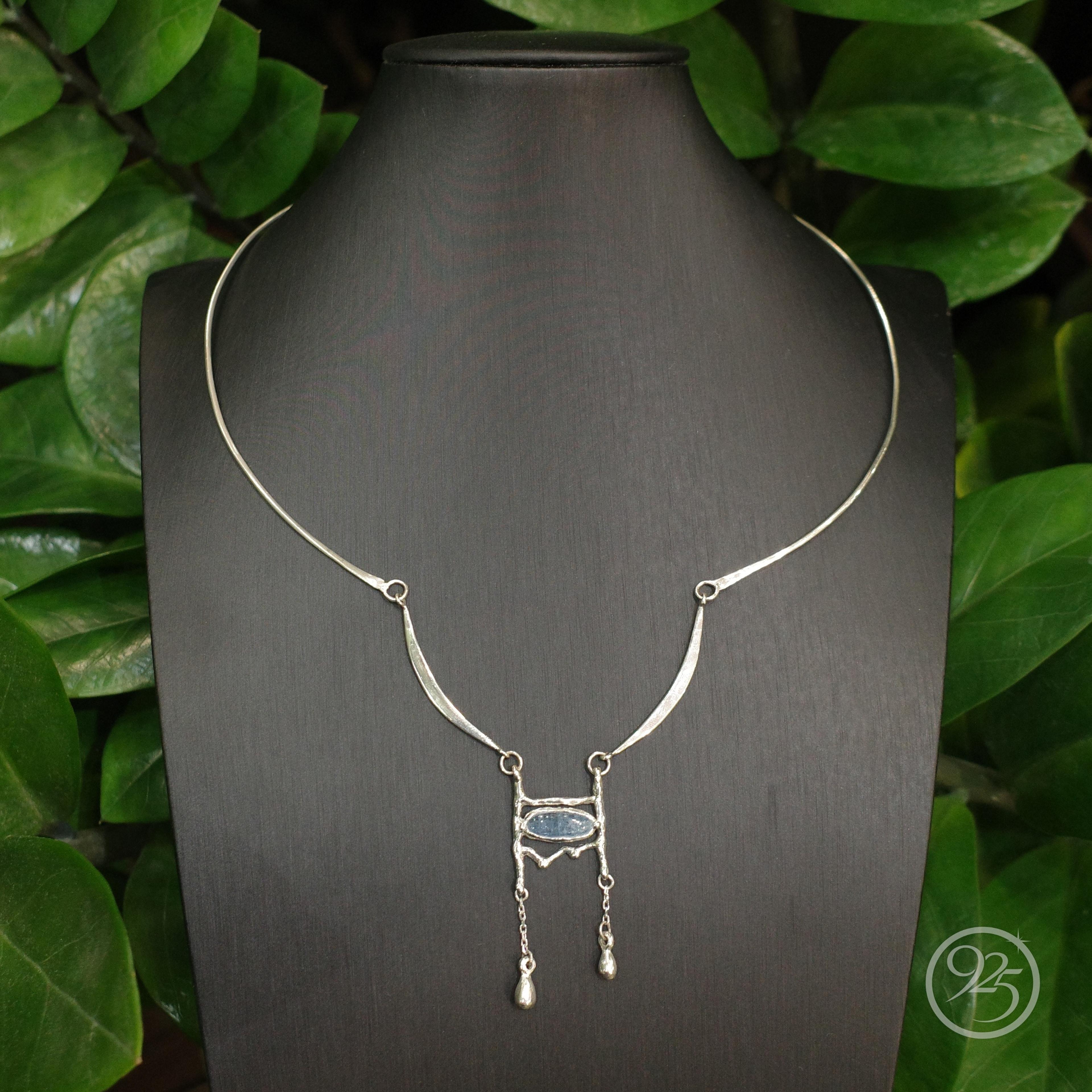 Vòng bạc thượng cổ Aquamarine