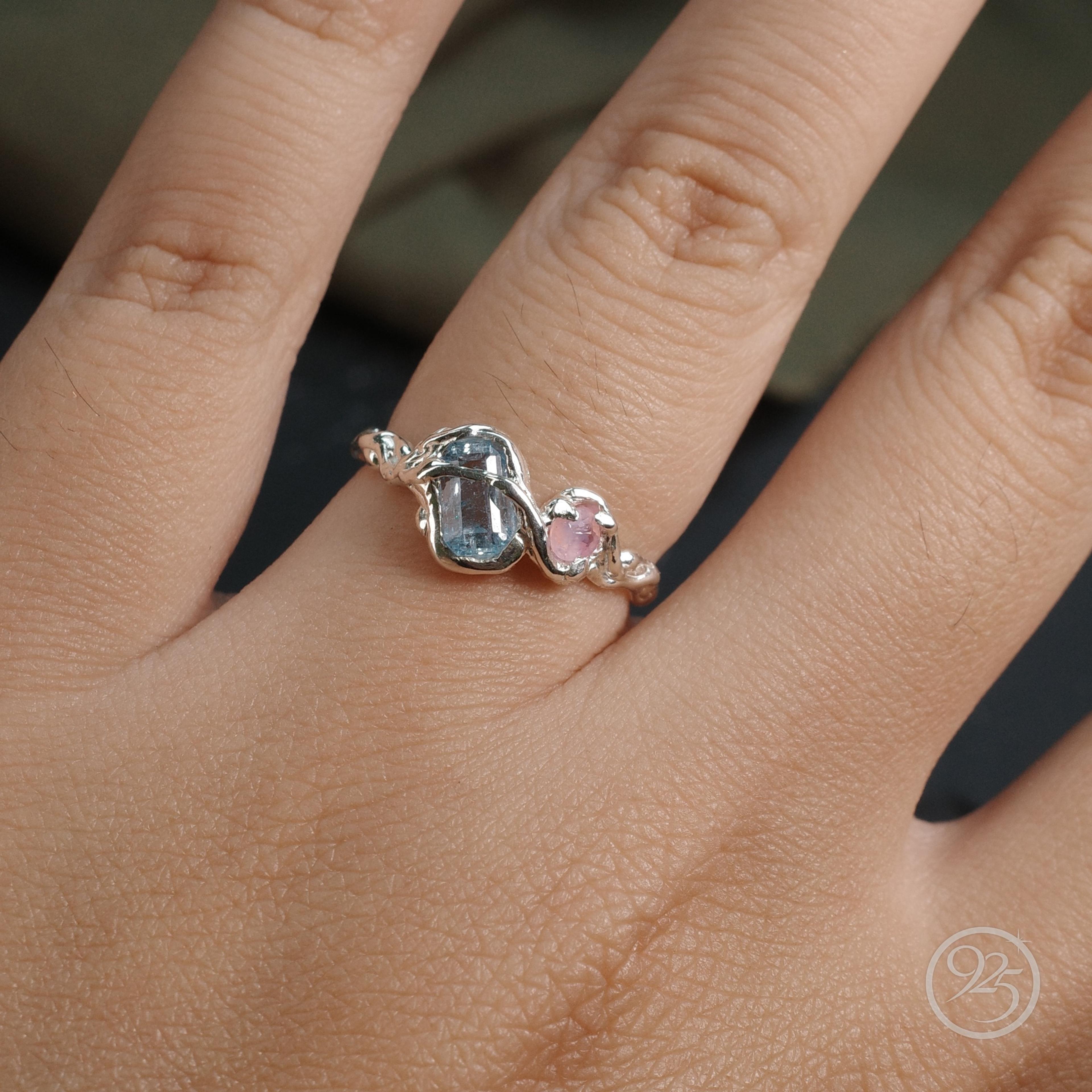Aquamarine & Pink Sapphire Wrapped Ring thumbnail 2