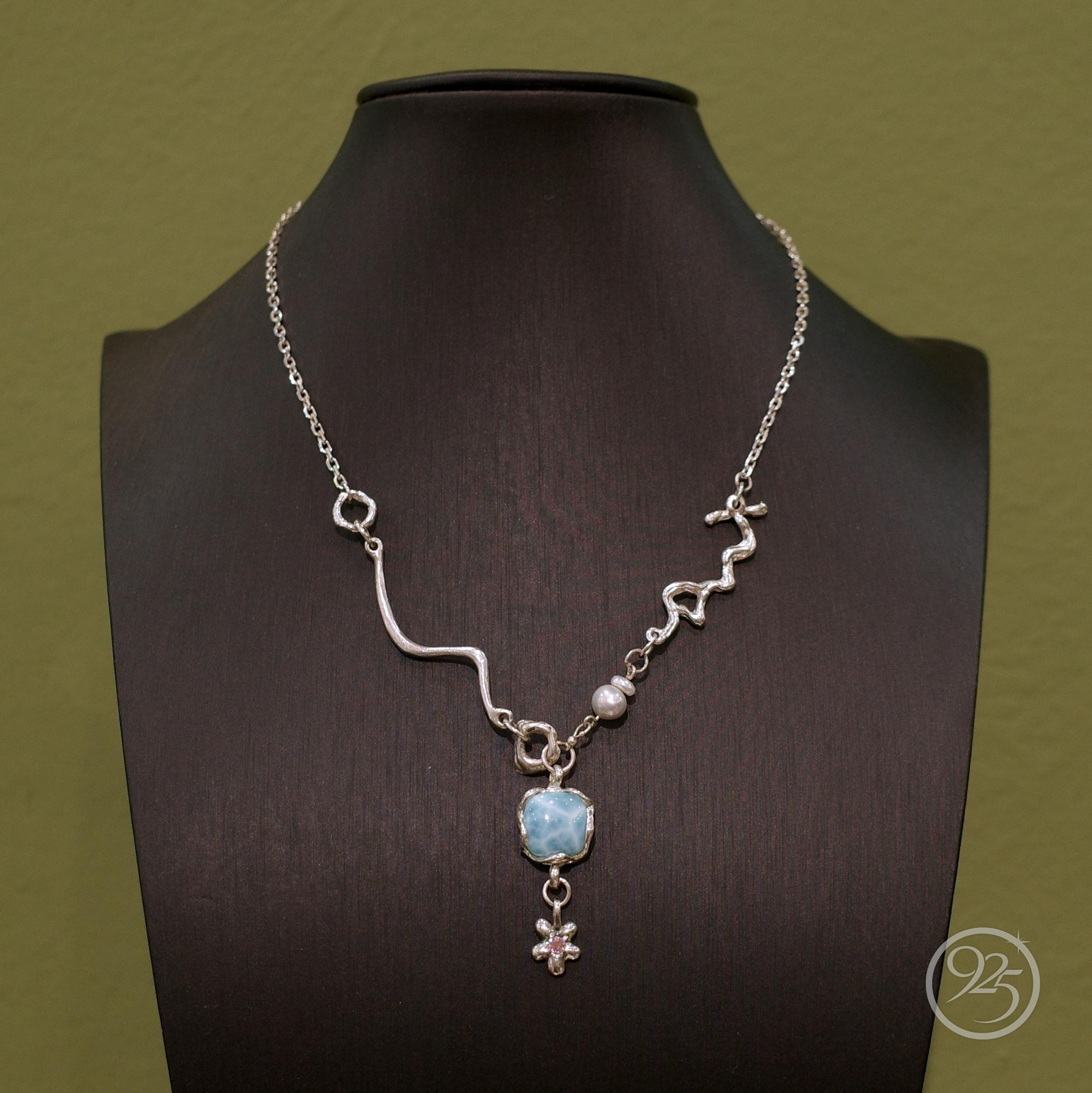 Wildvine Larimar & Pearl Necklace