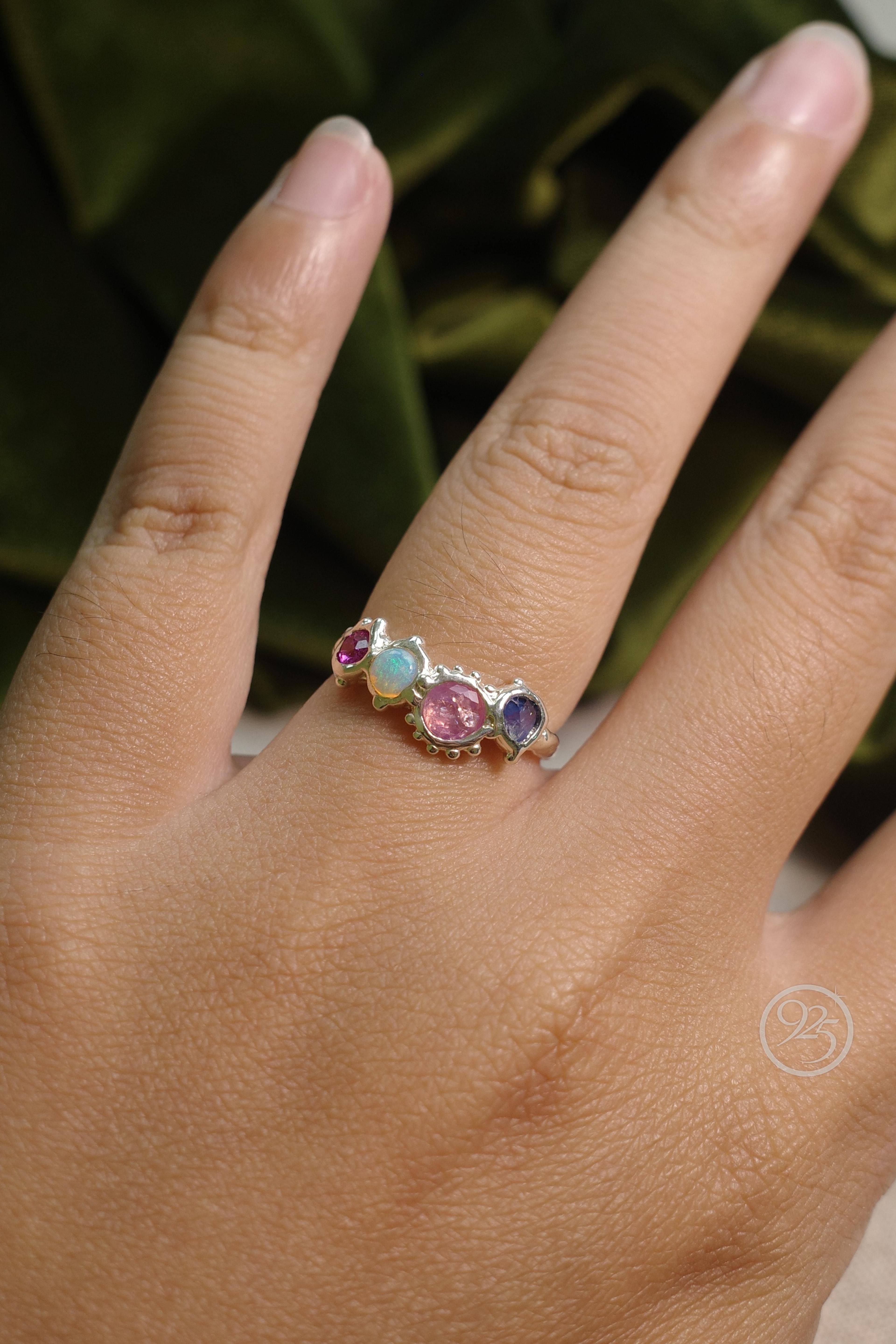 Opal & Sapphire Celestial Cluster Ring thumbnail 2