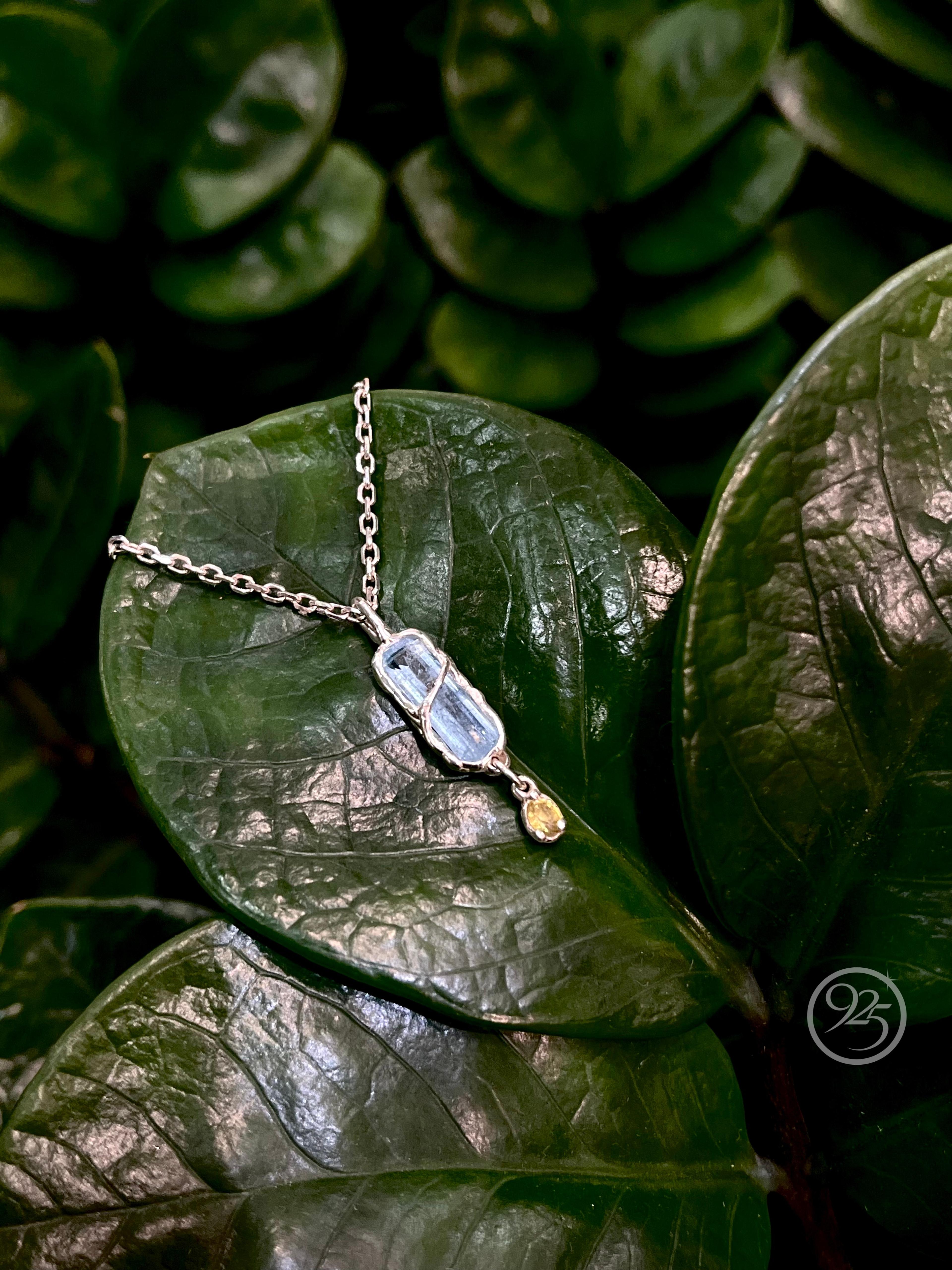 Aquamarine & Citrine Drop Pendant 