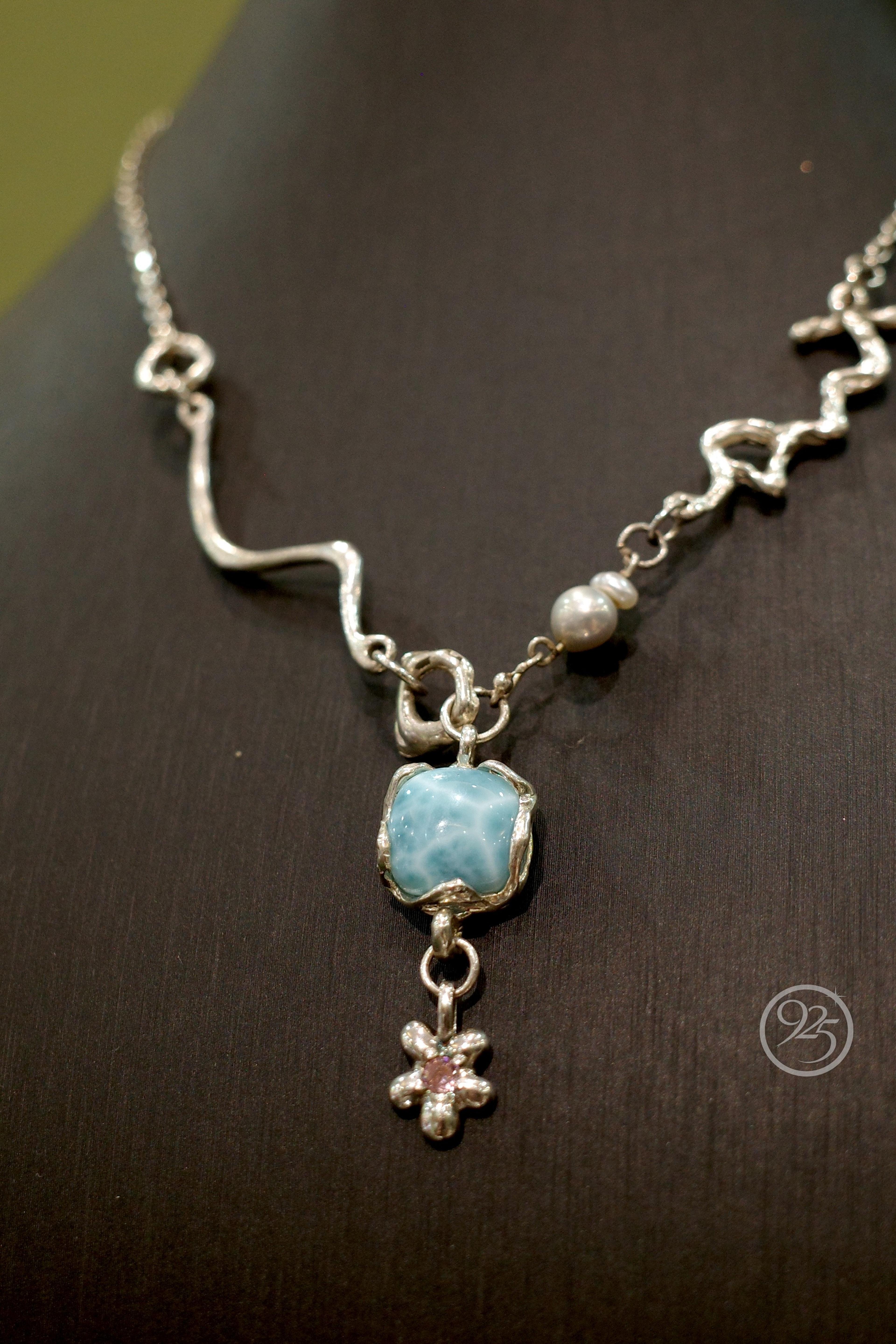 Wildvine Larimar & Pearl Necklace thumbnail 2
