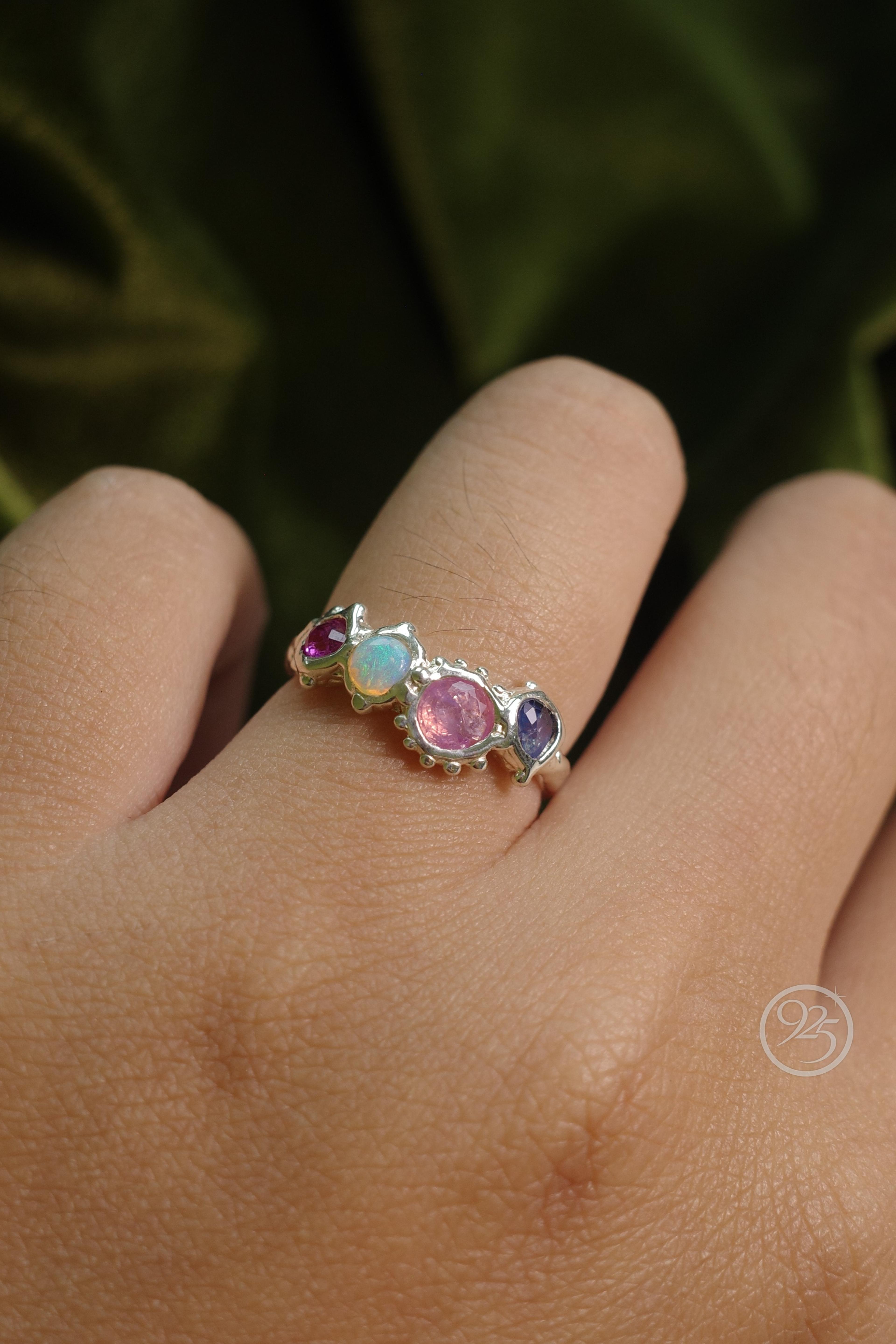 Opal & Sapphire Celestial Cluster Ring thumbnail 3