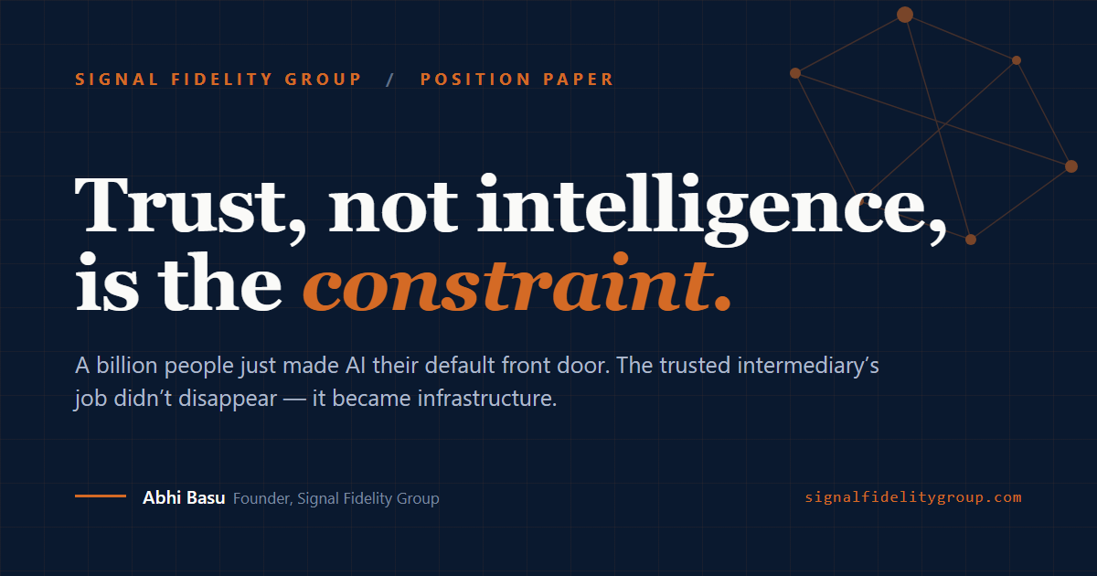 Signal Fidelity Group — Linguistic Engineering: trust, not intelligence, is the constraint.
