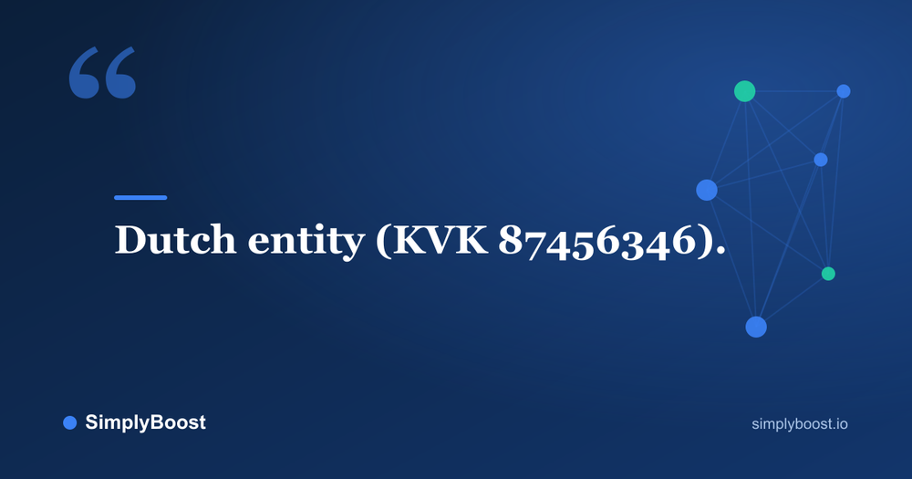 GDPR compliant AI chatbot pull quote: Dutch entity (KVK 87456346). — SimplyBoost