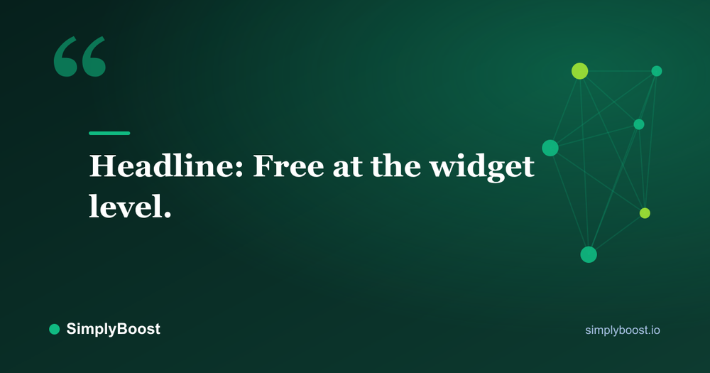 AI chatbot pricing pull quote: Headline: Free at the widget level. — SimplyBoost