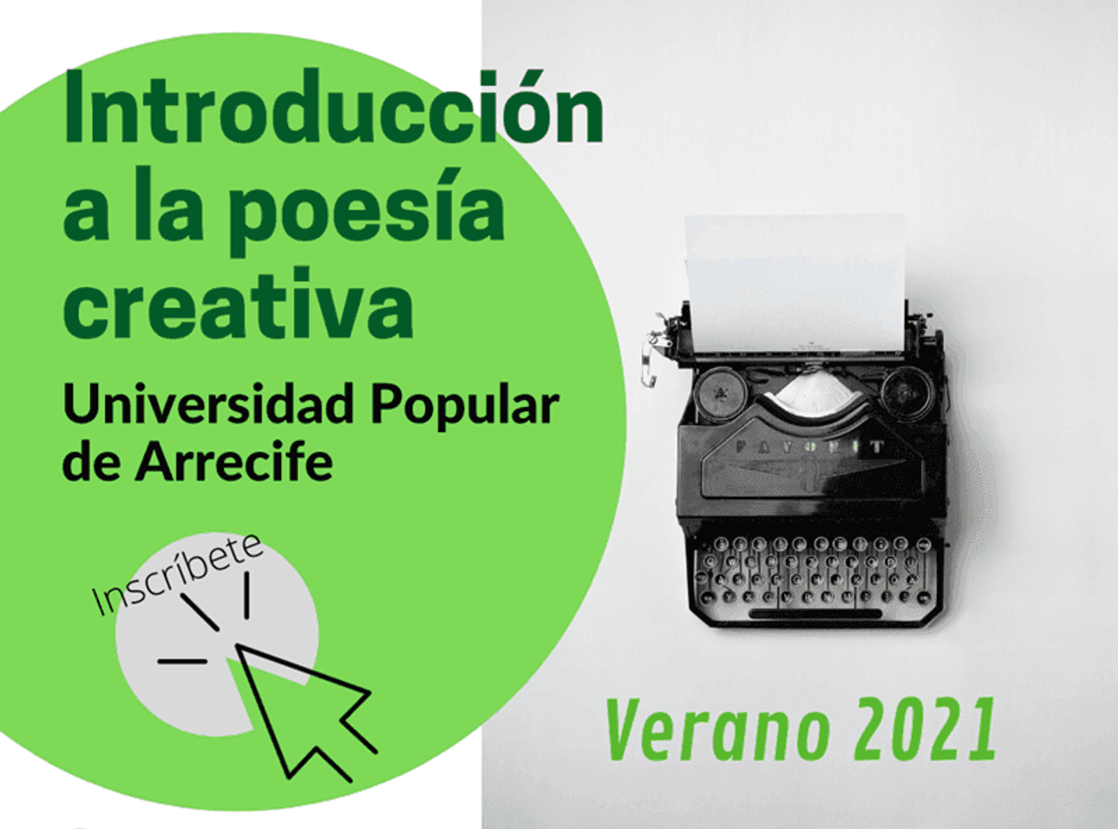 Últimos días para inscribirse en el curso Introducción a la Poesía Creativa en la Universidad Popular de verano