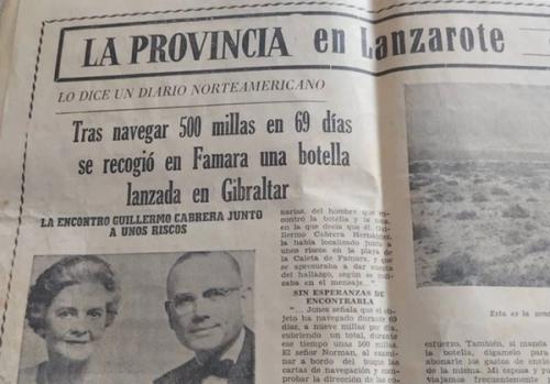 De Famara a Indianápolis: La botella que unió a Guillermo Cabrera con EEUU